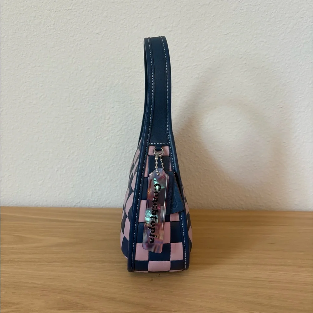 Coachtopia Ergo Handbag In Upcrafted Checkerboard Leather Deep Blue/Ice Purple - Picture 3 of 11
